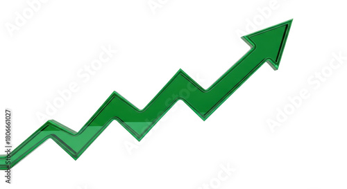 Green growth arrow isolated on transparent background