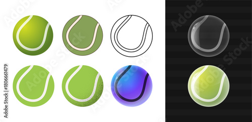 Tennis ball set vector collection with different styles. Detailed Tennis icons vector illustration.