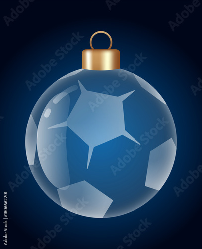 football glass ornament vector bauble for stylish Christmas and New Year decor. Transparent glass sphere vector illustration for festive xmas 3D graphic