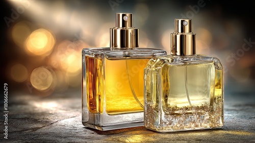 minimalist luxury parfume flacons, copy and text space