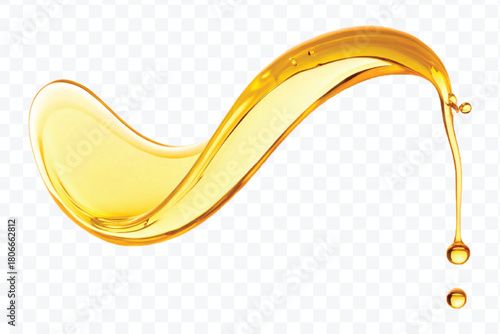 realistic fresh liquid honey or oil splash in curve style isolated on transparent background