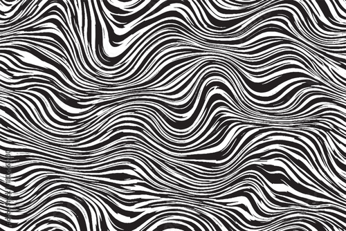 Psychedelic Seamless Black and White Ink Wave Background