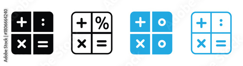 Modern Flat Calculator Icon — Minimal Outline Math and Finance Tool Symbol