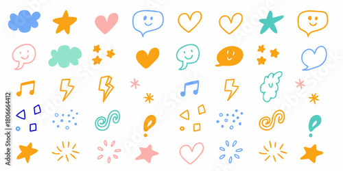 Wallpaper Mural Colorful hand drawn doodle icons and symbols on white background for design Torontodigital.ca