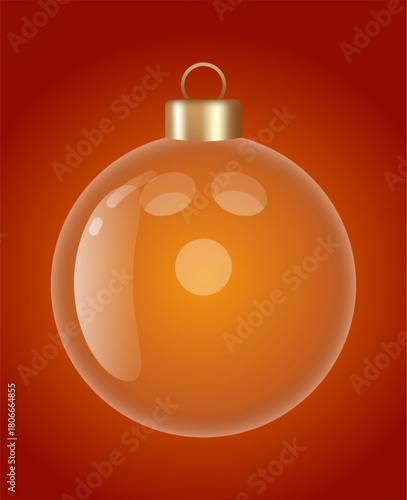 bowling glass ornament vector bauble for stylish Christmas and New Year decor. Transparent glass sphere vector illustration for festive xmas 3D graphic