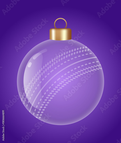 cricket glass ornament vector bauble for stylish Christmas and New Year decor. Transparent glass sphere vector illustration for festive xmas 3D graphic