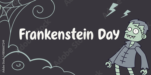 Frankenstein Day Banner Illustration