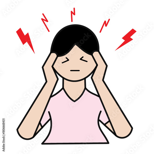 minimalist flat icon woman suffering headache useful for healthcare industry.eps