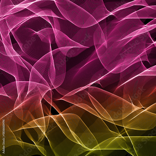 Colorful Gradient Mesh Wave Abstract Flow Background.