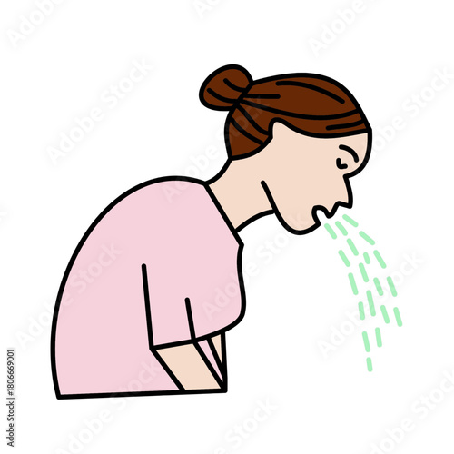 woman vomiting minimalist color  medical ison useful for symptom related health projects.eps