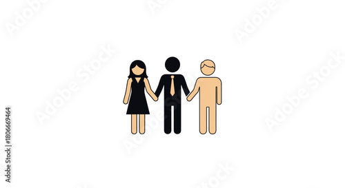 Minimalist family pictogram: gender-neutral parent and children symbol