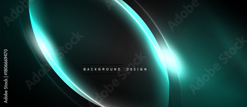 Dark background features flowing teal lines. Minimalist design with subtle glow effects creates modern aesthetic. Text reads background design.