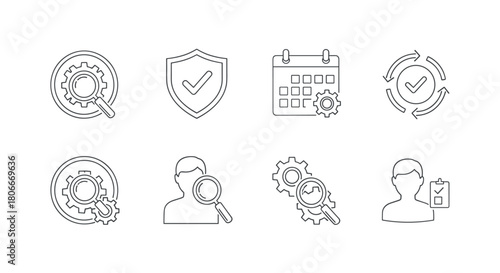 Simple linear icons for quality control and management processes