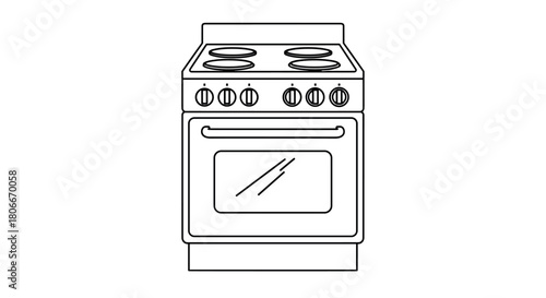 Linear stove design with oven and burners in minimalist style