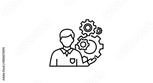 Businessman with gears: innovation and problem solving concept