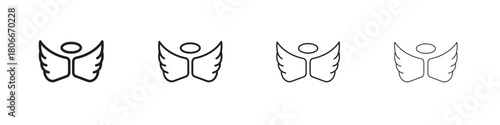 Angel icons. Simple solid style. thin stroke line icons