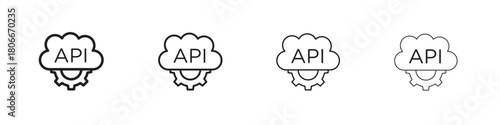 API icons. Simple solid style. thin stroke line icons