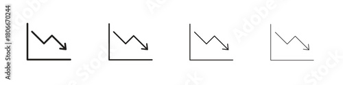 Arrow trend-down icons. Simple solid style. thin stroke line icons