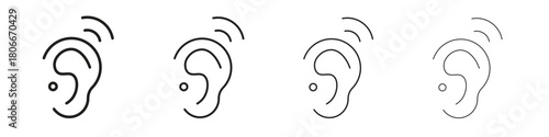 Assistive listening systems icons. Simple solid style. thin stroke line icons