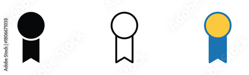 Blue award ribbon seal of excellence icon illustration element