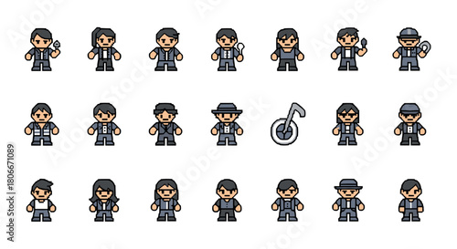 Pixel art business characters and diversity in formal attire