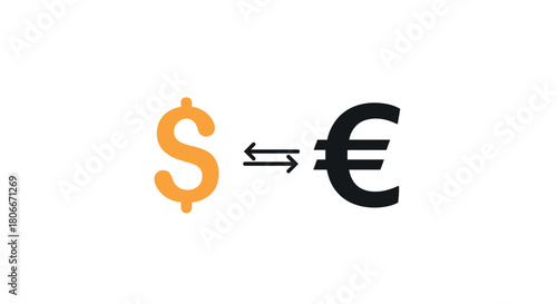 Currency exchange concept with dollar and euro symbols in minimalist style