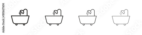 Bath icons. Simple solid style. thin stroke line icons