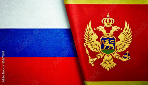 ロシアの国旗とモンテネグロの国旗(Russian Federatio flag & Montenegro flag.)
