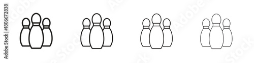 Bowling pins icons. Simple solid style. thin stroke line icons