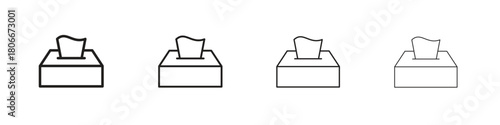 Box tissue icons. Simple solid style. thin stroke line icons