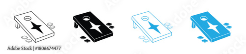 Cornhole Boards Clip Art Illustration Most Biggest Bundle Set, Unique Sport Cornhole colorful Isolated outline, Cornhole Black Color And White Background.
