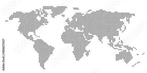 World map dotted outline illustration on white background global concept