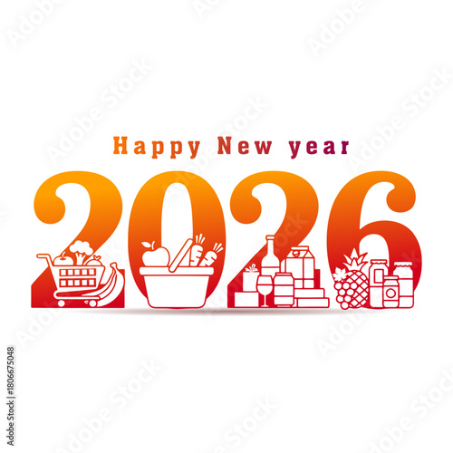 happy new year 2026, e- commerce, retail, business icon and symbol.
