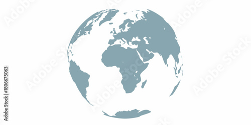 Simplified earth globe illustration in teal on white background for global concepts