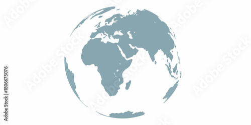 Stylized earth globe illustration in light blue on white background global concept