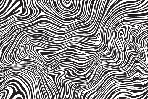 Marble Vein Black and White Abstract Flowing Line Pattern