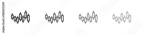 Chart candlestick icons. Simple solid style. thin stroke line icons