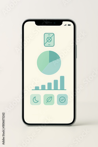 Minimal smartphone mockup with generic digital detox app user interface