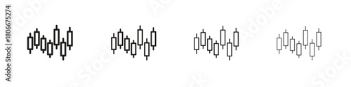 Chart candlestick icons. Simple solid style. thin stroke line icons
