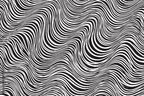 Abstract Black and White Fluid Wave Deformation Pattern