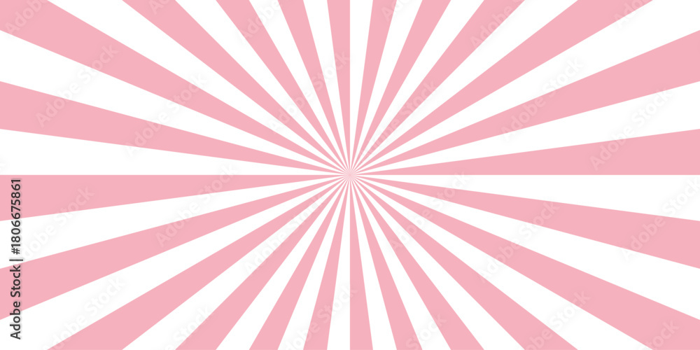Fototapeta premium Bright pink & White Radial Sunburst Background with Sharp Rays, Subtle Gradient, Pop Art, & Comic Book Effect.dynamic starburst design with sense of energy, motion, and intensity & retro, comic-style.