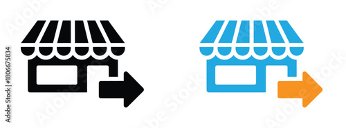 Shop icon showing business growth and market expansion, representing sales increase and checkout process, perfect for e-commerce websites and retail promotions