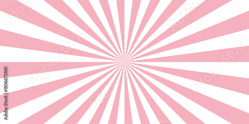 Bright pink & White Radial Sunburst Background with Sharp Rays, Subtle Gradient, Pop Art, & Comic Book Effect.dynamic starburst design with sense of energy, motion, and intensity & retro, comic-style.