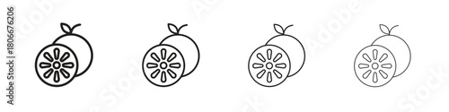 Citrus icons. Simple solid style. thin stroke line icons