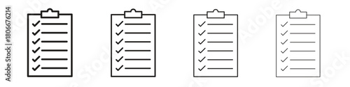 Clipboard icons. Simple solid style. thin stroke line icons
