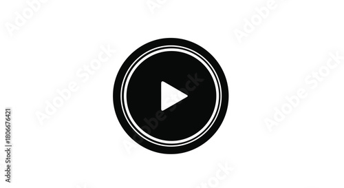 Simple black play button icon on a white background, representing media and entertainment.