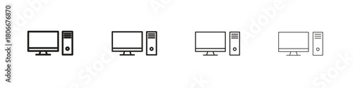Computer icons. Simple solid style. thin stroke line icons