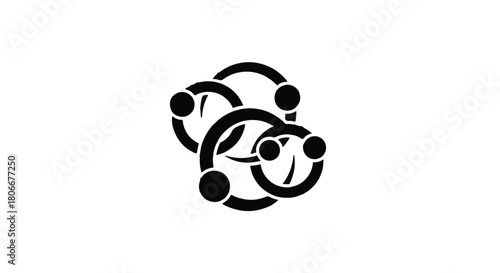 Interconnected network of abstract circular shapes symbolizing connection and community.