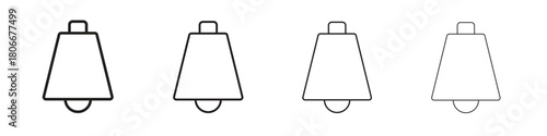 Cowbell icons. Simple solid style. thin stroke line icons
