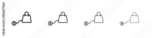 Debt icons. Simple solid style. thin stroke line icons